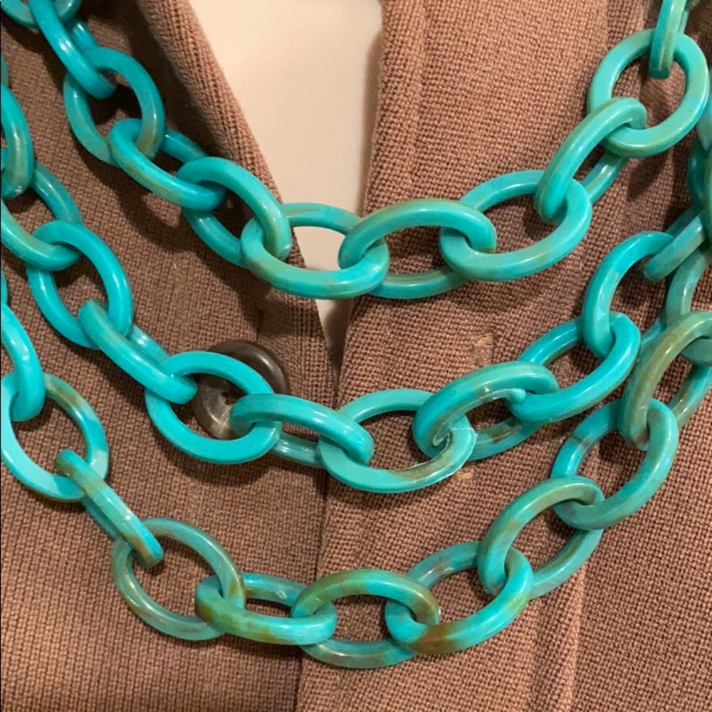 PANACEA TURQUOISE RESIN 3 STRAND NECKLACE FROM NEIMAN MARCUS NWT - Picture 2 of 13